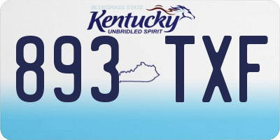 KY license plate 893TXF