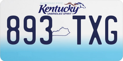 KY license plate 893TXG