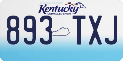 KY license plate 893TXJ