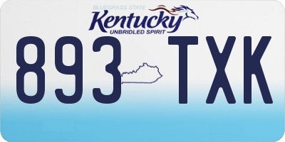 KY license plate 893TXK