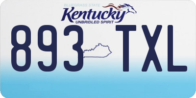 KY license plate 893TXL