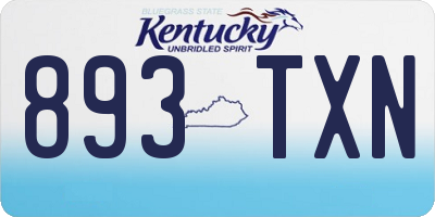 KY license plate 893TXN
