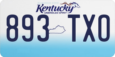KY license plate 893TXO