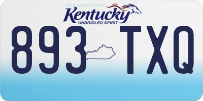 KY license plate 893TXQ