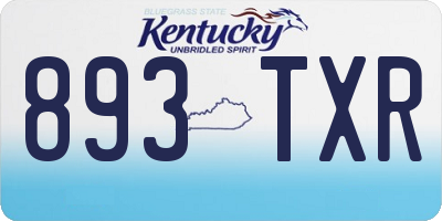KY license plate 893TXR