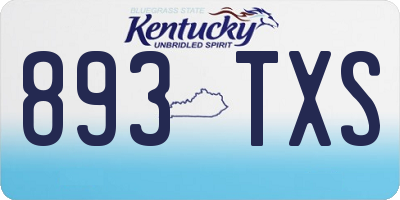 KY license plate 893TXS