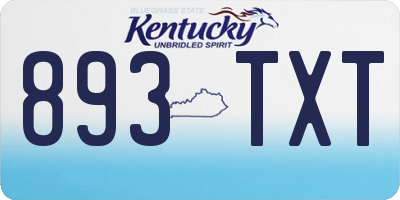 KY license plate 893TXT