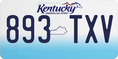 KY license plate 893TXV