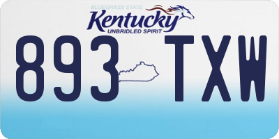 KY license plate 893TXW