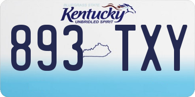 KY license plate 893TXY