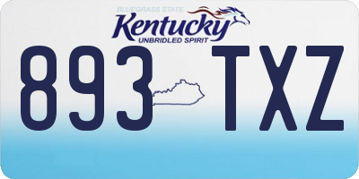 KY license plate 893TXZ