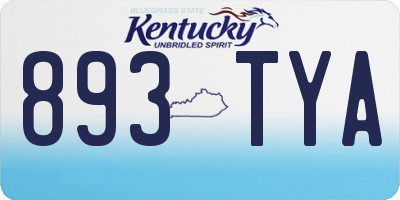 KY license plate 893TYA