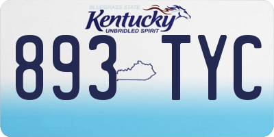KY license plate 893TYC
