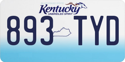 KY license plate 893TYD