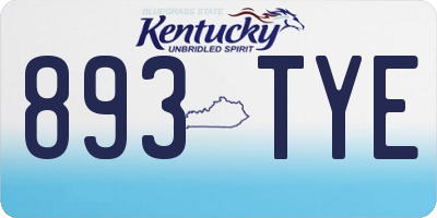 KY license plate 893TYE