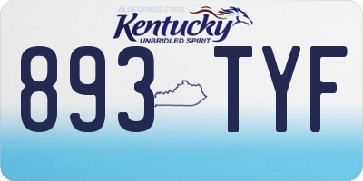 KY license plate 893TYF