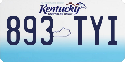 KY license plate 893TYI