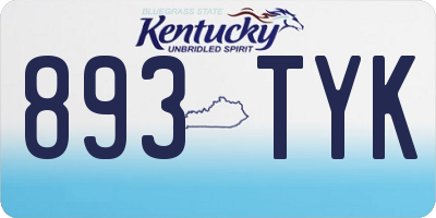 KY license plate 893TYK