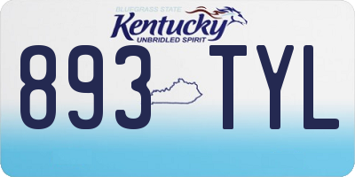 KY license plate 893TYL