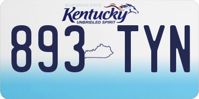 KY license plate 893TYN