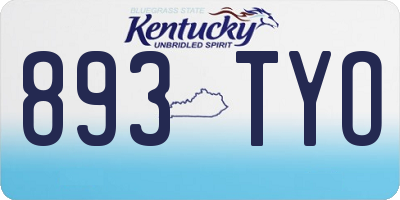 KY license plate 893TYO