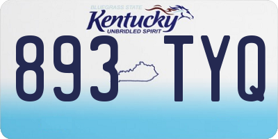 KY license plate 893TYQ