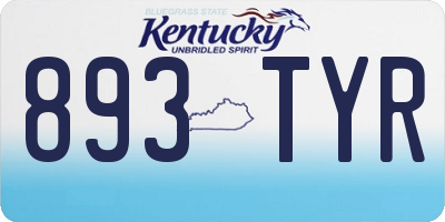 KY license plate 893TYR