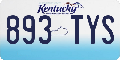 KY license plate 893TYS