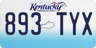 KY license plate 893TYX