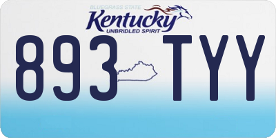 KY license plate 893TYY