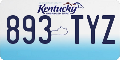 KY license plate 893TYZ