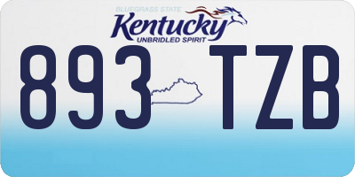 KY license plate 893TZB