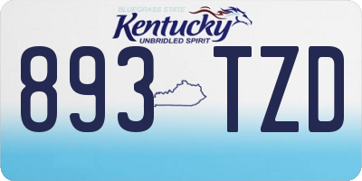 KY license plate 893TZD