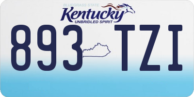 KY license plate 893TZI