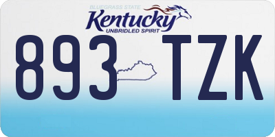 KY license plate 893TZK