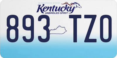 KY license plate 893TZO