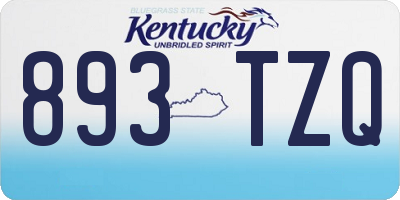 KY license plate 893TZQ