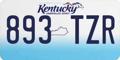 KY license plate 893TZR