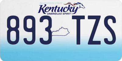 KY license plate 893TZS