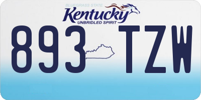 KY license plate 893TZW