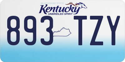 KY license plate 893TZY