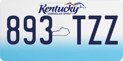 KY license plate 893TZZ