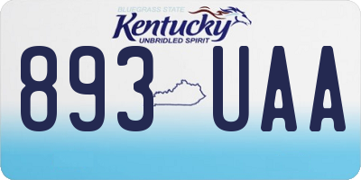 KY license plate 893UAA