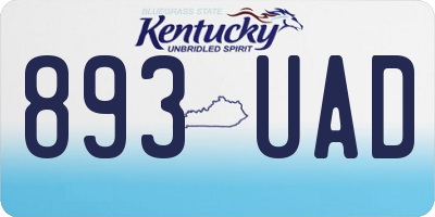 KY license plate 893UAD