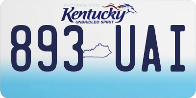 KY license plate 893UAI