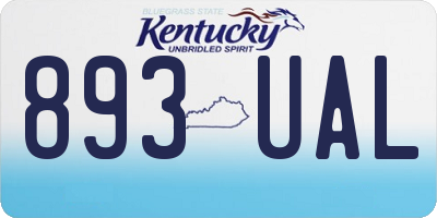 KY license plate 893UAL