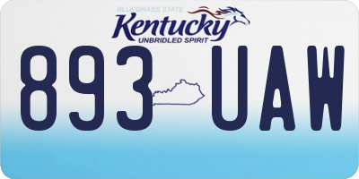 KY license plate 893UAW