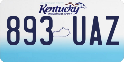 KY license plate 893UAZ