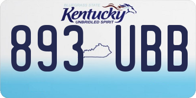 KY license plate 893UBB