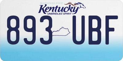 KY license plate 893UBF